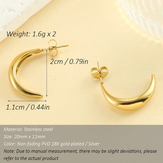 C Shape Stainless Steel Earrings for Women