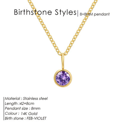 Stainless Steel Birthstone Necklace for Woman 12 Constellation DIY