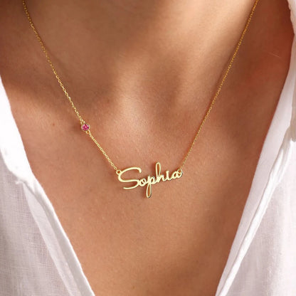 DIY Birthstone Customized Stainless Steel Name Necklace