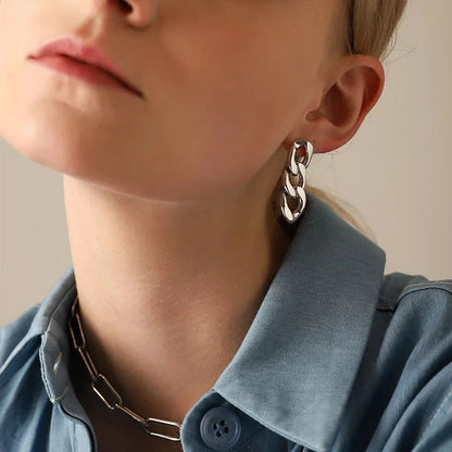 Cuban Link Chain Stud Earrings