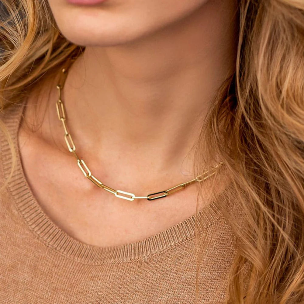 Stainless Steel Link Chain Choker Necklaces for Women