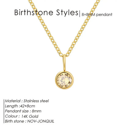 Stainless Steel Birthstone Necklace for Woman 12 Constellation DIY