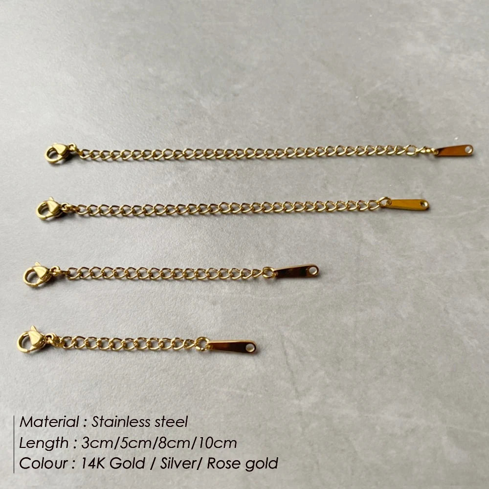 Extended Extension Tail Chain Stainless Steel  Lobster Clasps Connector For Bracelet Necklace Jewelry Making