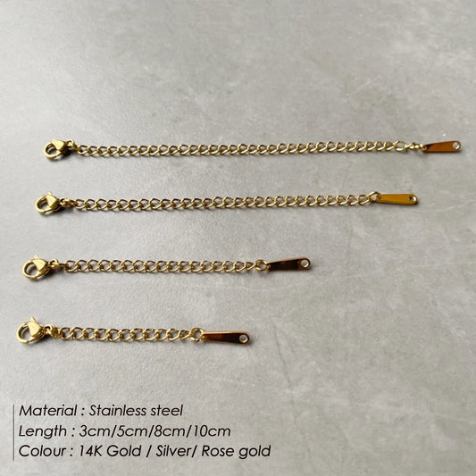 Extended Extension Tail Chain Stainless Steel  Lobster Clasps Connector For Bracelet Necklace Jewelry Making