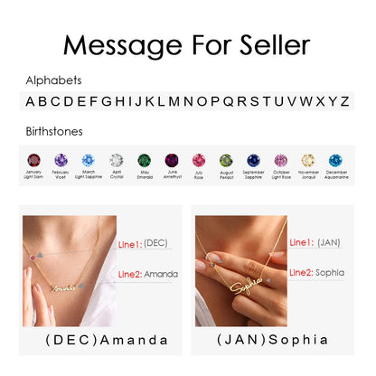 DIY Birthstone Customized Stainless Steel Name Necklace
