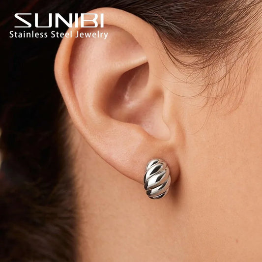 Bread Texture Stainless Steel Stud Earrings