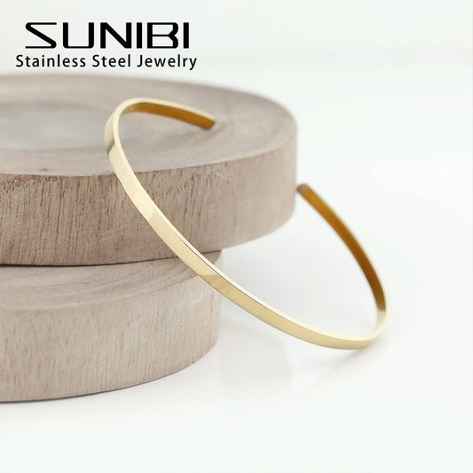 4mm/6mm Stainless Steel Bangle for Women
