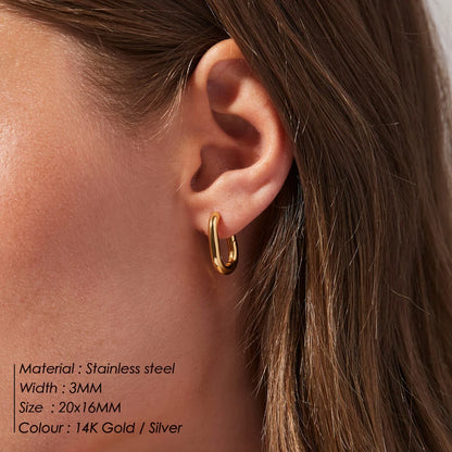 Stainless Steel Stud Earrings for Woman Prevent Allergy Fashion Vintage Handmade U-Shape Earring Circle Bride Jewelry