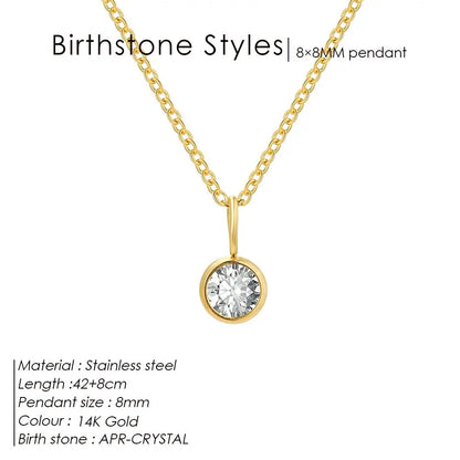 Stainless Steel Birthstone Necklace for Woman 12 Constellation DIY