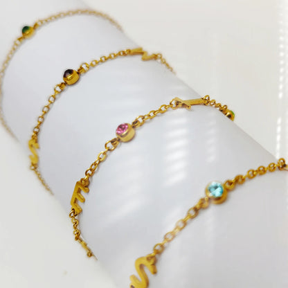 Personalized Birthstone Name Custom Bracelet