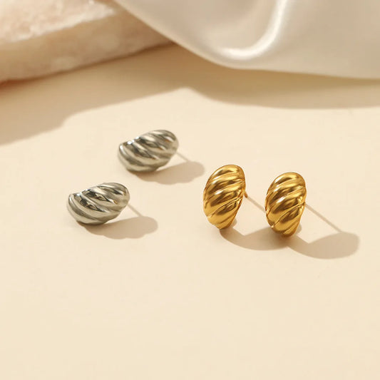 Bread Texture Stainless Steel Stud Earrings