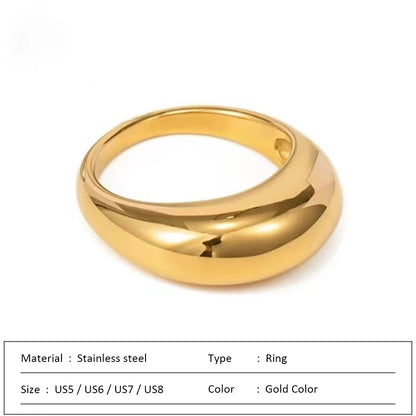 Fashion Simple Stainless Steel Rings for Women Arc Rings Jewellery Couple Anniversary Geometric Ring Size 5 6 7 8 Jewelry