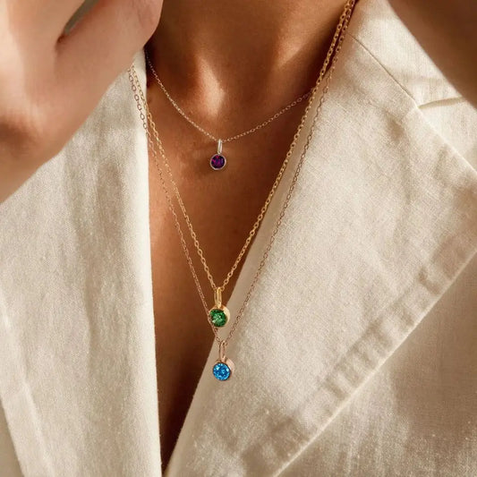 Stainless Steel Birthstone Necklace for Woman 12 Constellation DIY