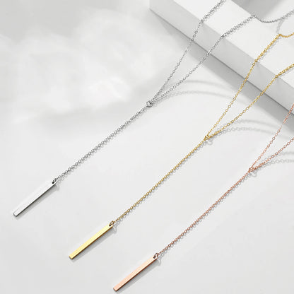 Vertical Bar Pendant Stainless Steel Necklaces