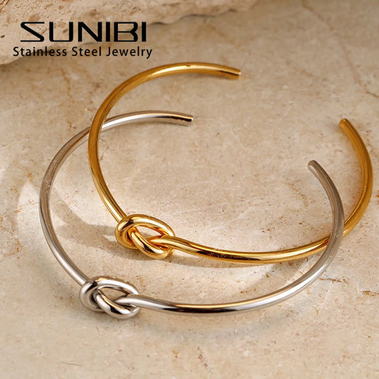Stainless steel double knotted bracelet