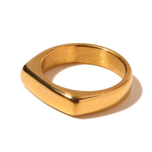 Stainless Steel Ring for Women Square Band Flat Top