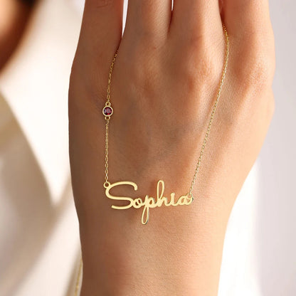 DIY Birthstone Customized Stainless Steel Name Necklace