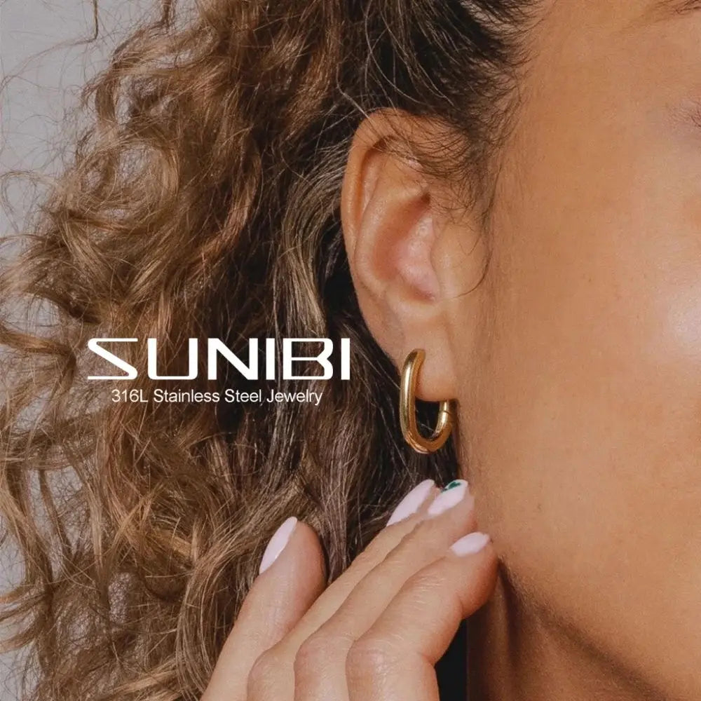 Stainless Steel Stud Earrings for Woman Prevent Allergy Fashion Vintage Handmade U-Shape Earring Circle Bride Jewelry