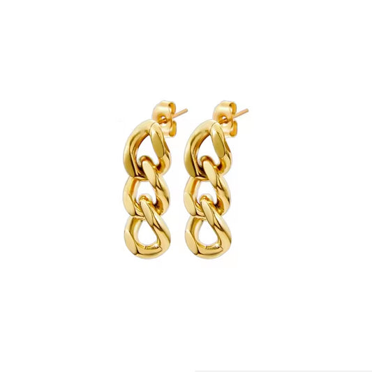 Cuban Link Chain Stud Earrings